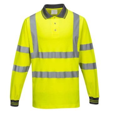 Tricou polo cu maneci lungi Portwest Cotton Comfort S271YERM, culoare galben, marime M