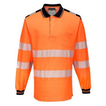 Tricou polo cu maneci lungi Portwest Hi-Vis L/S PW3 T184OBRS, culoare portocaliu negru, marime S