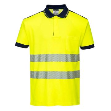 Tricou polo cu maneci scurte Portwest Hi-Vis PW3 T180YNRXXXL, culoare galben bleumarin, marime XXXL