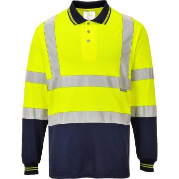 Tricou polo in 2 tonuri cu maneci lungi Portwest S279YNRM, culoare galben bleumarin, marime M