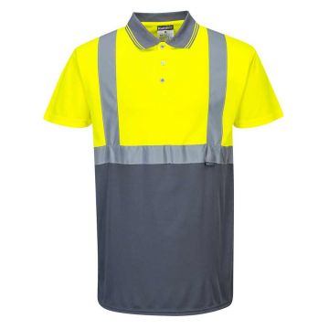 Tricou polo in 2 tonuri cu maneci scurte Portwest S479YGYXXXL, culoare galben gri, marime XXXL