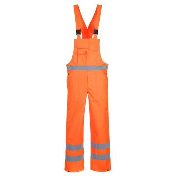 Pantaloni necaptusiti cu pieptar Portwest Hi-Vis S388ORRM, culoare portocaliu, marime M