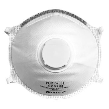 Masca de praf cu valva Dolomite Light Cup Portwest P304WHR, FFP3, alba, set 10 buc.