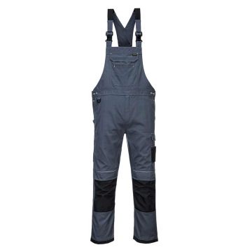 Pantaloni cu pieptar Portwest PW346ZBRXXXL, culoare gri negru, marime XXXL, talie normala