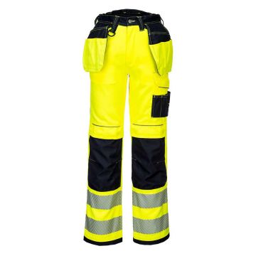 Pantaloni de lucru cu buzunare Hi-Vis Portwest T501YBR41, culoare galben negru, marime 41, talie normala