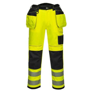 Pantaloni de lucru cu buzunare Hi-Vis Portwest T501YBS34, culoare galben negru, marime 34, talie joasa