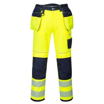Pantaloni de lucru cu buzunare Hi-Vis Portwest T501YNR40, culoare galben bleumarin, marime 40, talie normala
