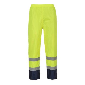 Pantaloni de ploaie Hi-Vis Portwest Classic Contrast H444YNRL, culoare galben bleumarin, marime L, talie normala