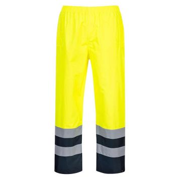 Pantaloni Hi-Vis in doua tonuri Portwest Traffic S486YERXXXL, culoare galben bleumarin, marime XXXL, talie normala