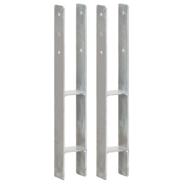 Gossi ancore de gard, 2 buc., argintiu, 8x6x60 cm, otel galvanizat