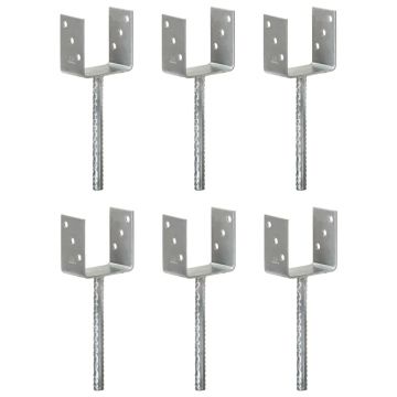 Gossi ancore de gard, 6 buc., argintiu, 10x6x30 cm, otel galvanizat