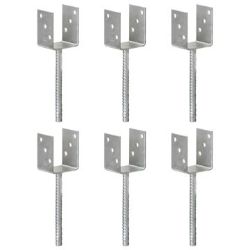Gossi ancore de gard, 6 buc., argintiu, 8x6x30 cm, otel galvanizat