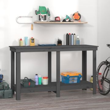 Gossi banc de lucru, gri, 140x50x80 cm, lemn masiv pin