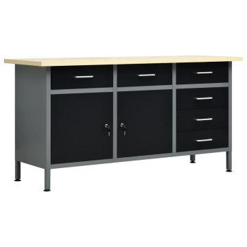 Gossi banc de lucru, negru, 160 x 60 x 85 cm, otel