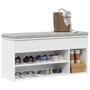 Gossi banca de pantofi, alb, 102x30,5x45 cm, lemn prelucrat