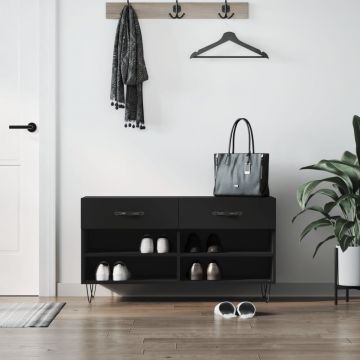 Gossi banca de pantofi, negru, 102x35x55 cm, lemn prelucrat