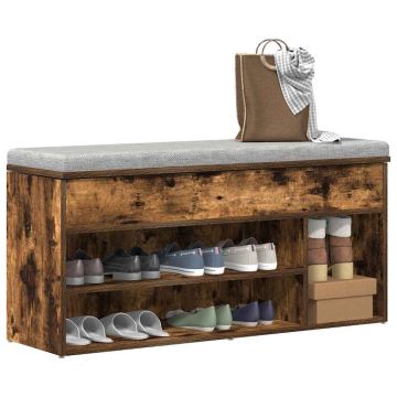 Gossi banca de pantofi, stejar fumuriu, 102x30,5x45 cm lemn prelucrat