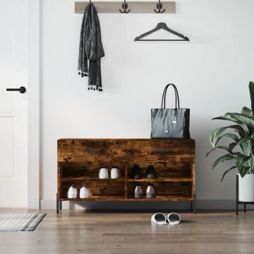 Gossi banca de pantofi, stejar fumuriu, 102x35x55 cm, lemn prelucrat