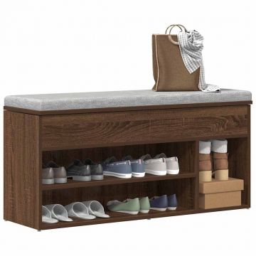 Gossi banca de pantofi, stejar maro, 102x30,5x45 cm, lemn prelucrat