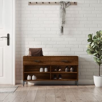 Gossi banca de pantofi, stejar maro, 102x35x55 cm, lemn prelucrat
