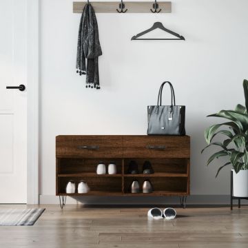 Gossi banca de pantofi, stejar maro, 102x35x55 cm, lemn prelucrat
