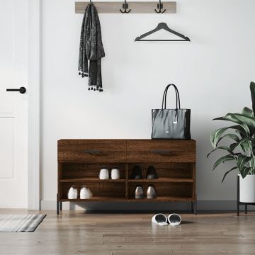 Gossi banca de pantofi, stejar maro, 102x35x55 cm, lemn prelucrat