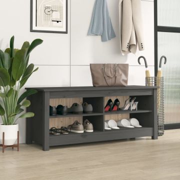 Gossi banca pentru pantofi, gri, 110x38x45,5 cm, lemn masiv de pin