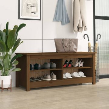 Gossi banca pentru pantofi, maro miere, 110x38x45,5 cm lemn masiv pin