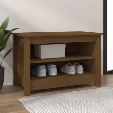 Gossi banca pentru pantofi, maro miere, 70x38x45,5 cm, lemn masiv pin