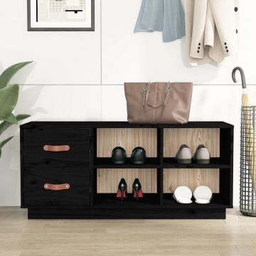 Gossi banca pentru pantofi, negru, 100x34x45 cm, lemn masiv de pin