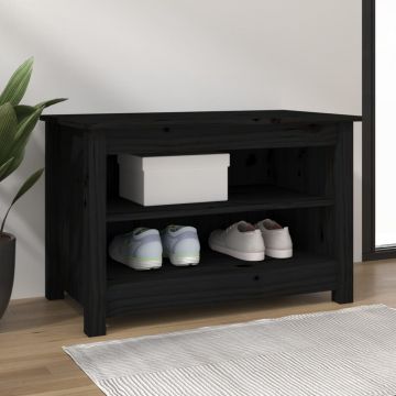 Gossi banca pentru pantofi, negru, 70x38x45,5 cm, lemn masiv de pin