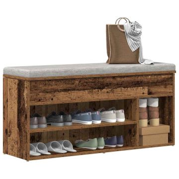 Gossi bancheta de pantofi, lemn vechi, 102x30,5x45 cm, lemn prelucrat