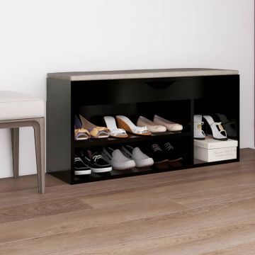 Gossi bancheta pantofar cu perna, negru, 104x30x49 cm, lemn prelucrat