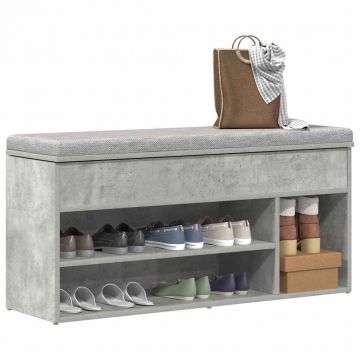Gossi bancheta pantofar, gri beton, 102x30,5x45 cm, lemn prelucrat