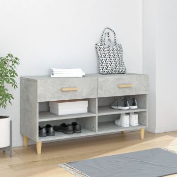 Gossi bancheta pantofar, gri beton, 102x35x55 cm, lemn prelucrat