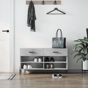 Gossi bancheta pantofar, gri beton, 102x35x55 cm, lemn prelucrat