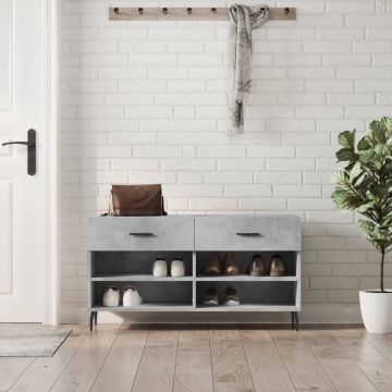 Gossi bancheta pantofar, gri beton, 102x35x55 cm, lemn prelucrat