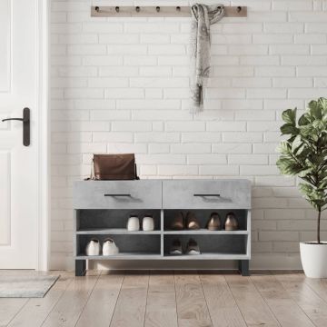 Gossi bancheta pantofar, gri beton, 102x35x55 cm, lemn prelucrat