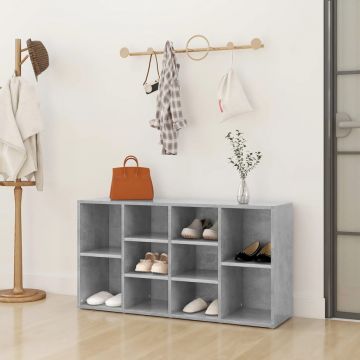 Gossi bancheta pantofar, gri beton, 103x30x54,5 cm, lemn prelucrat