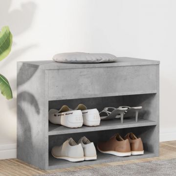 Gossi bancheta pantofar, gri beton, 60x30x45 cm, pal