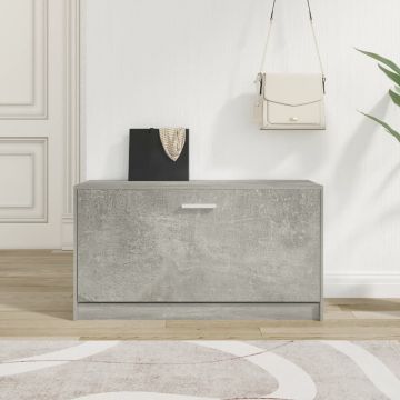 Gossi bancheta pantofar, gri beton, 80x24x45 cm, lemn compozit