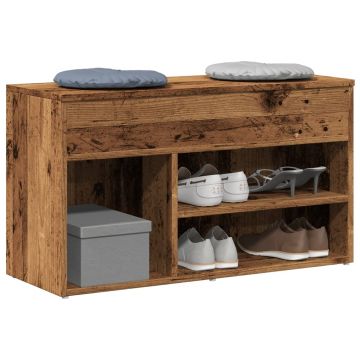 Gossi bancheta pantofar, lemn vechi, 80x30x45 cm, lemn prelucrat