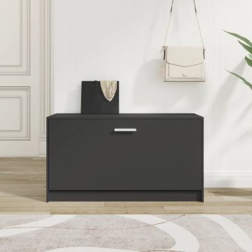 Gossi bancheta pantofar, negru, 80x24x45 cm, lemn prelucrat