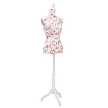 Gossi bust pentru dame, manechin, alb cu trandafiri, bumbac
