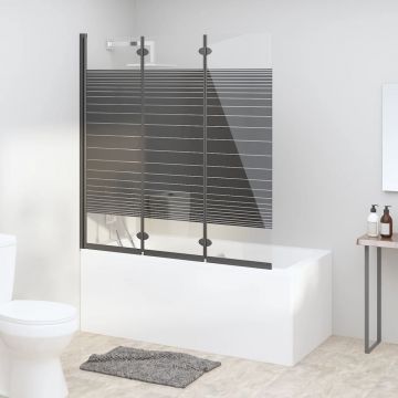 Gossi cabina de dus pliabila, 3 panouri, negru, 130x130 cm, esg