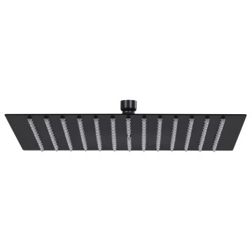 Gossi cap de dus tip ploaie patrat, negru, 25x25 cm, otel inoxidabil