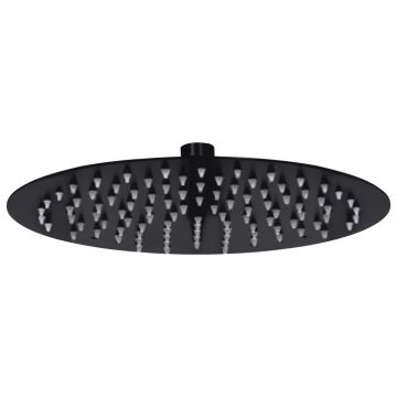 Gossi cap de dus tip ploaie rotund, negru, 25 cm, otel inoxidabil