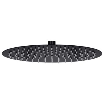 Gossi cap de dus tip ploaie rotund, negru, 30 cm, otel inoxidabil