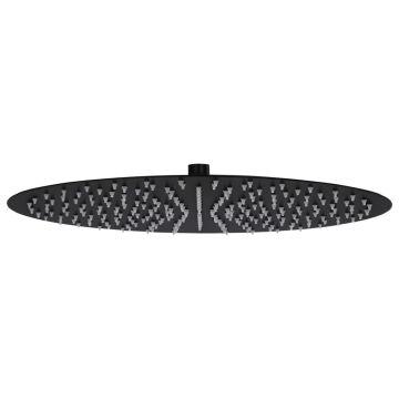 Gossi cap de dus tip ploaie rotund, negru, 40 cm, otel inoxidabil