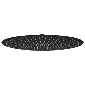 Gossi cap de dus tip ploaie rotund, negru, 50 cm, otel inoxidabil